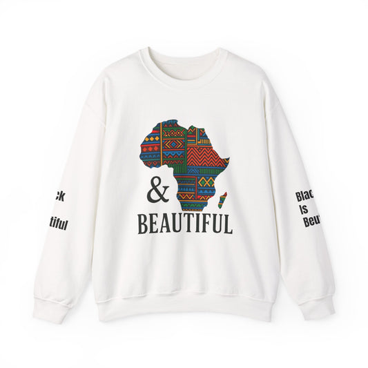 Black and Beautiful Crewneck Sweatshirt White