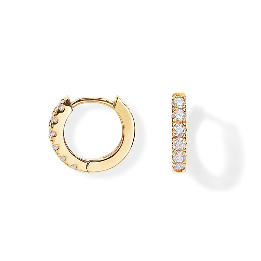 Copper-Plated Genuine Gold Round Zirconia Earrings 14k gold-8mm