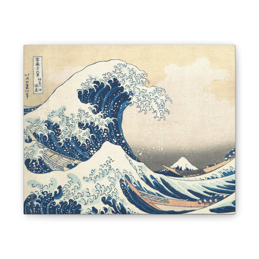 Canvas Stretched Japanese Crashing Waves Painting 10" x 8" (Horizontal) 0.75''