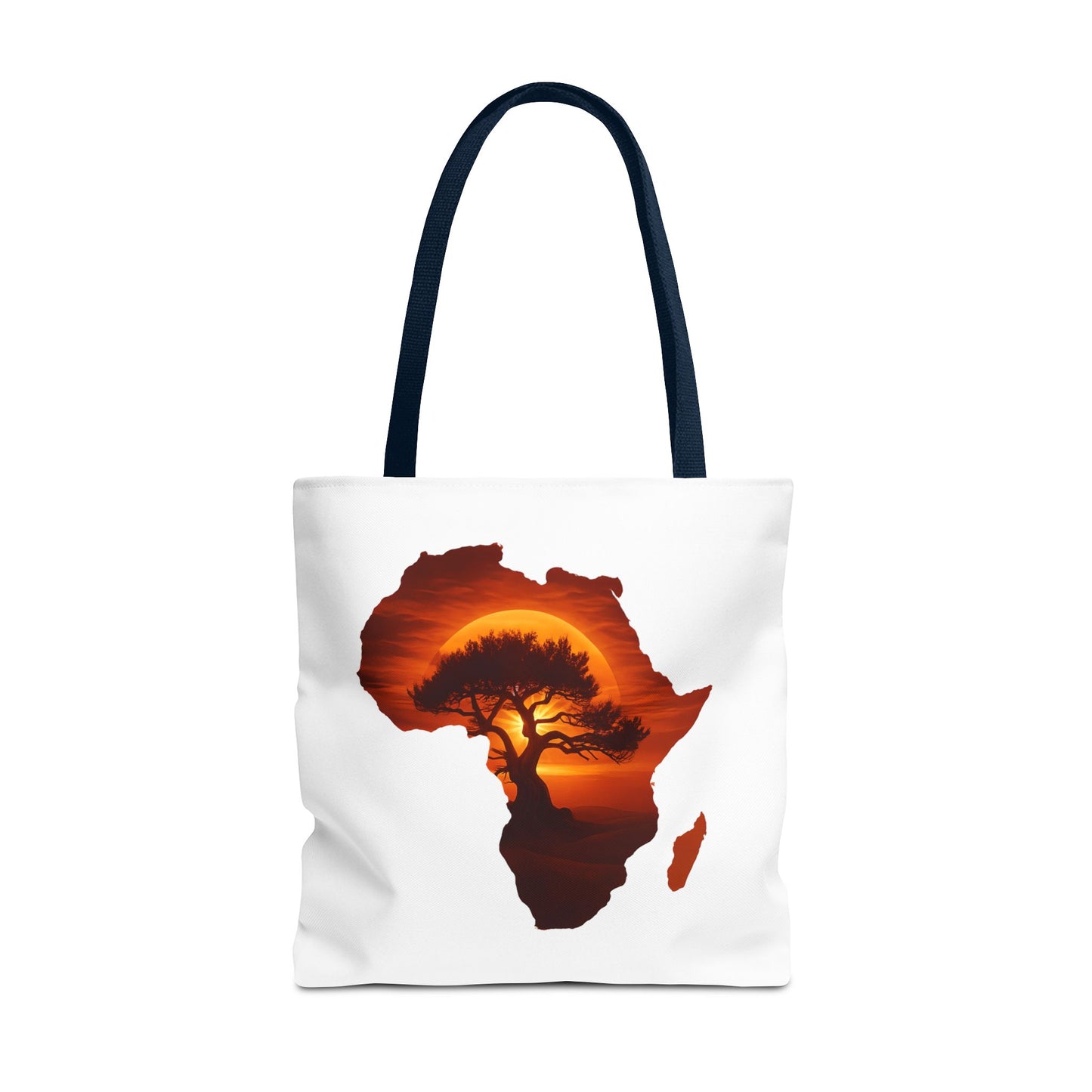 African Map Sunset Tote Bag 18" × 18'' Navy