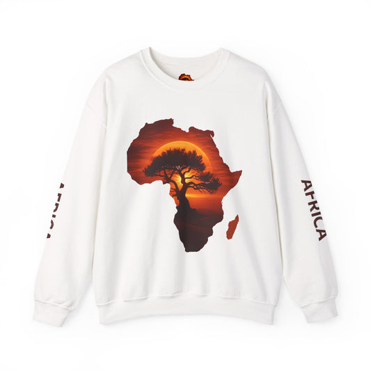 Unique Africa Map Sunset Sweatshirt White
