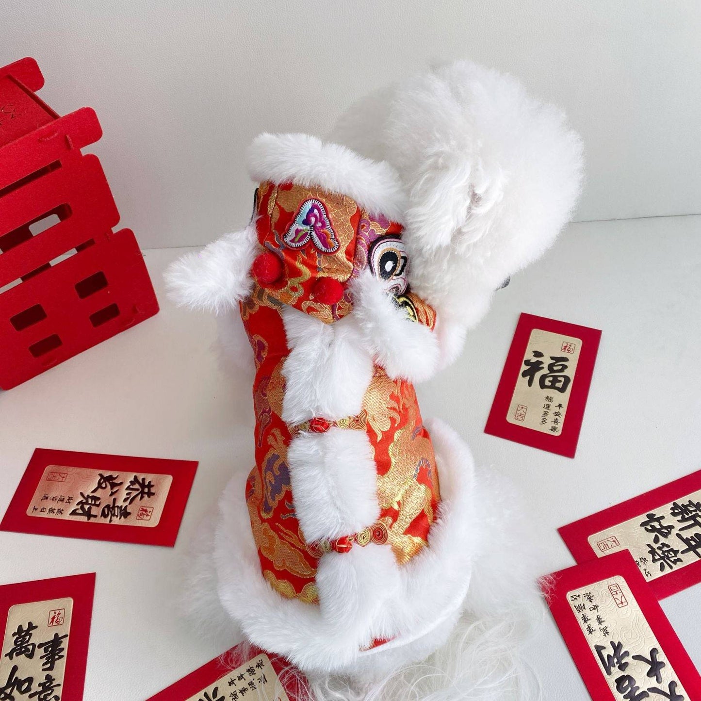 Hooded Tang Suit Winter Warm Pet Clothes for Dogs and Cats