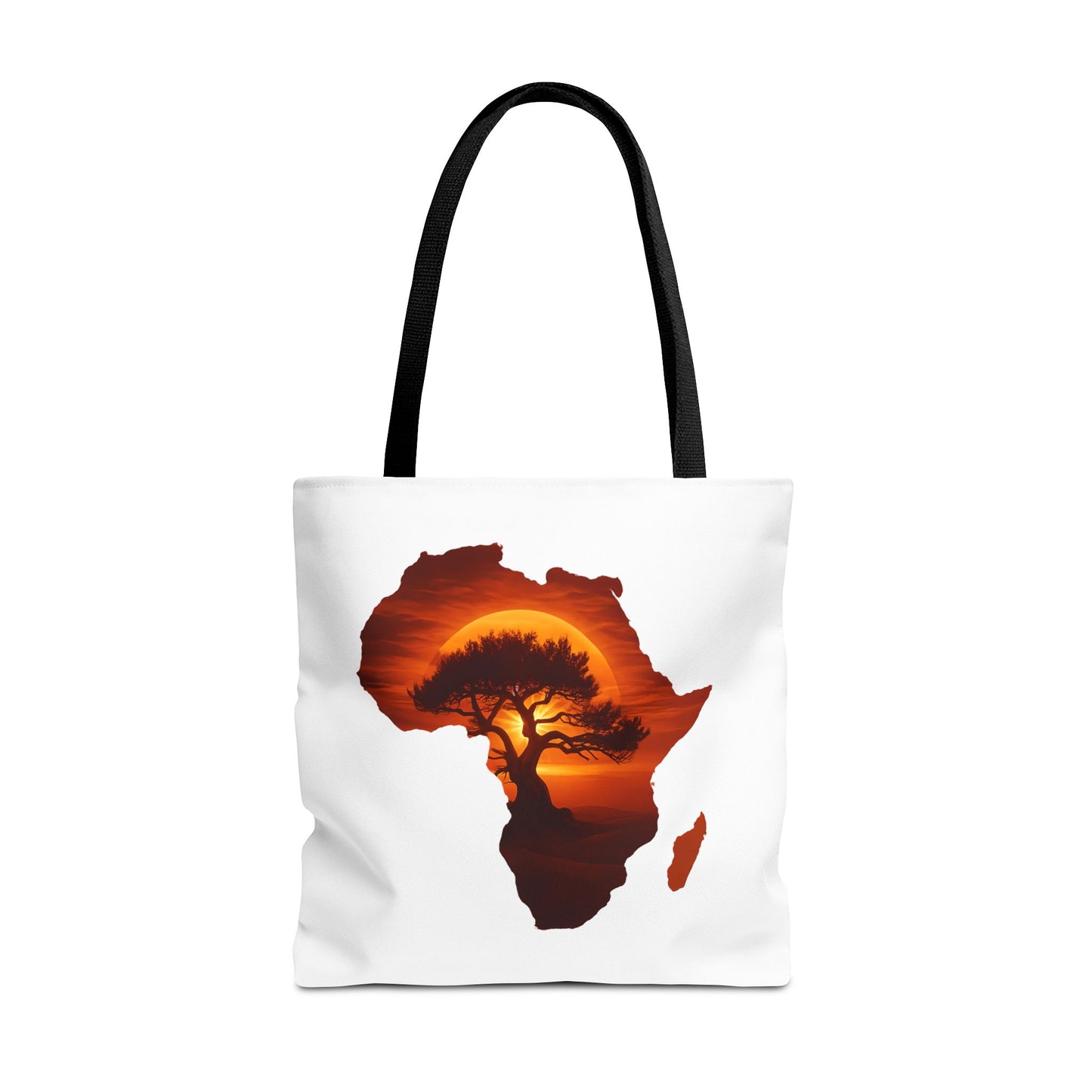 African Map Sunset Tote Bag 18" × 18'' Black