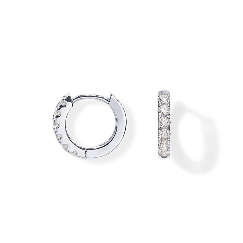 Copper-Plated Genuine Gold Round Zirconia Earrings Platinum-8mm