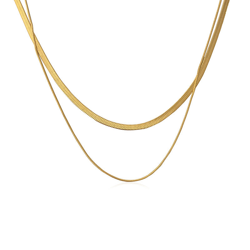 Retro Double-Layered Snake Bone and Collarbone Chain