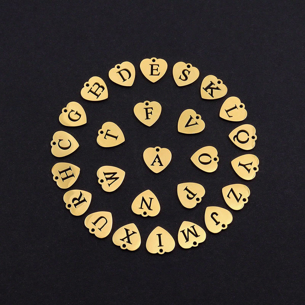 Letter Necklace with Heart-Shaped Stainless Steel Pendant