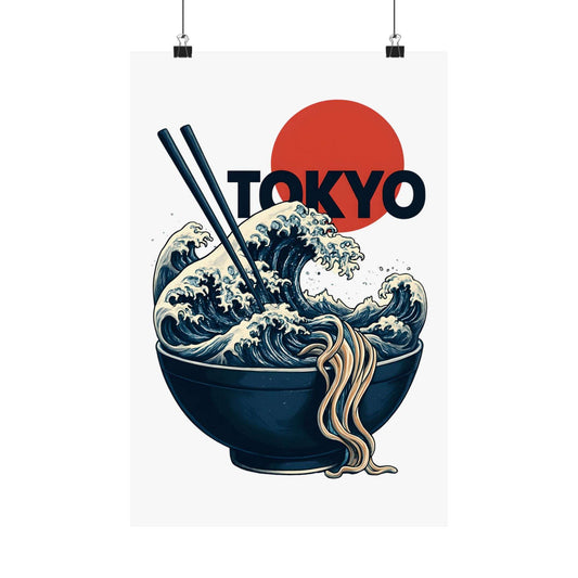 Tokyo Wave Noodle Bowl Art Poster 12″ x 18″ Matte