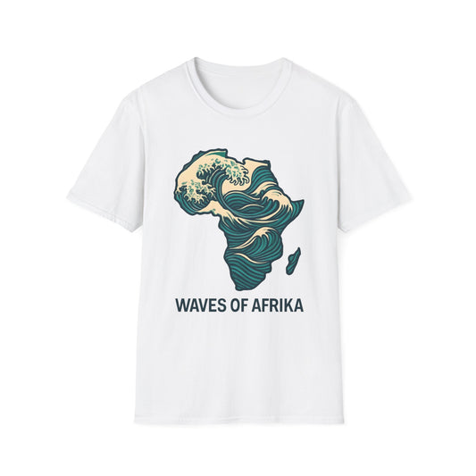 Waves of Afrika T-Shirt, Unique African Map Art Tee White
