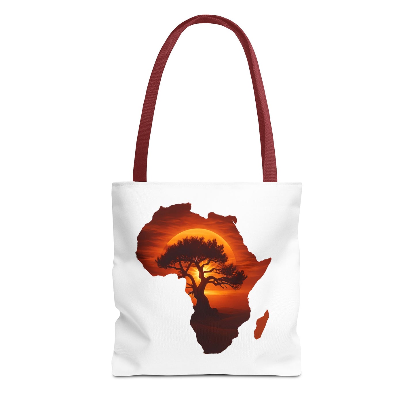 African Map Sunset Tote Bag 13" × 13'' Red