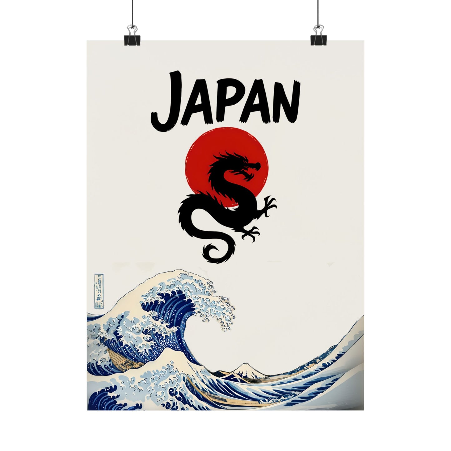 Japanese Wave Dragon Poster 12" x 16" Matte
