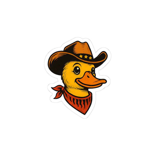 Cowboy Duck Stickers 3" × 3" White