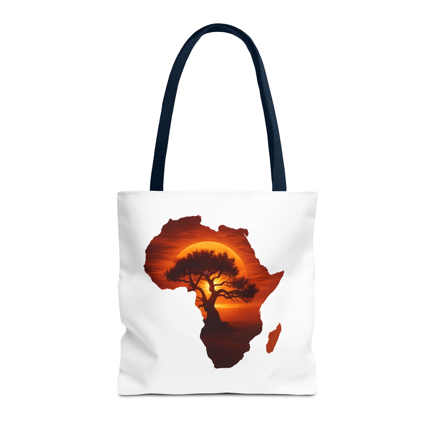 African Map Sunset Tote Bag 16" × 16'' Navy