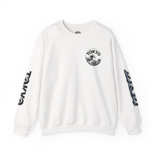 Tokyo Wave Unisex Heavy Blend Crewneck Sweatshirt White