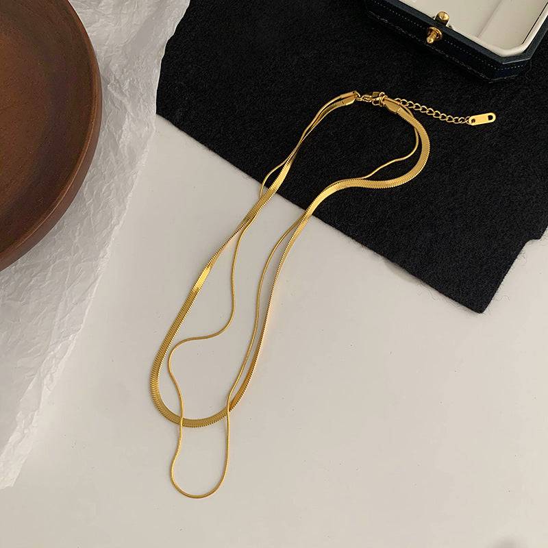 Retro Double-Layered Snake Bone and Collarbone Chain