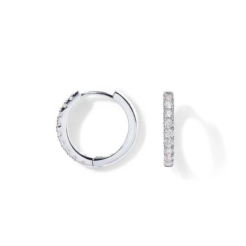 Copper-Plated Genuine Gold Round Zirconia Earrings Platinum-12mm