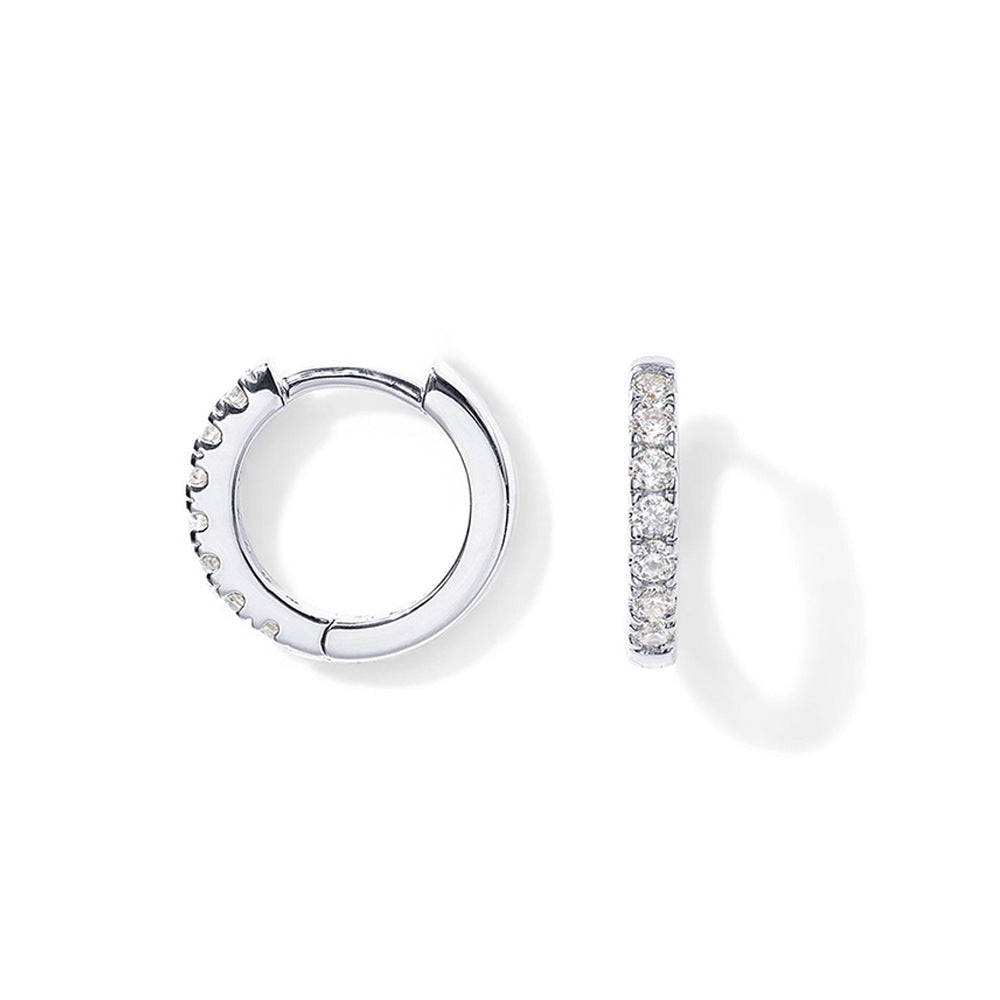 Copper-Plated Genuine Gold Round Zirconia Earrings Platinum-10mm