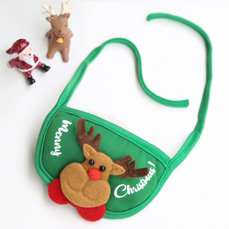 Christmas Pet Hat and Bib Slip towel green bottom sticky deer