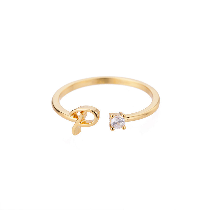 26 Letter Creative Finger Ring P Silver