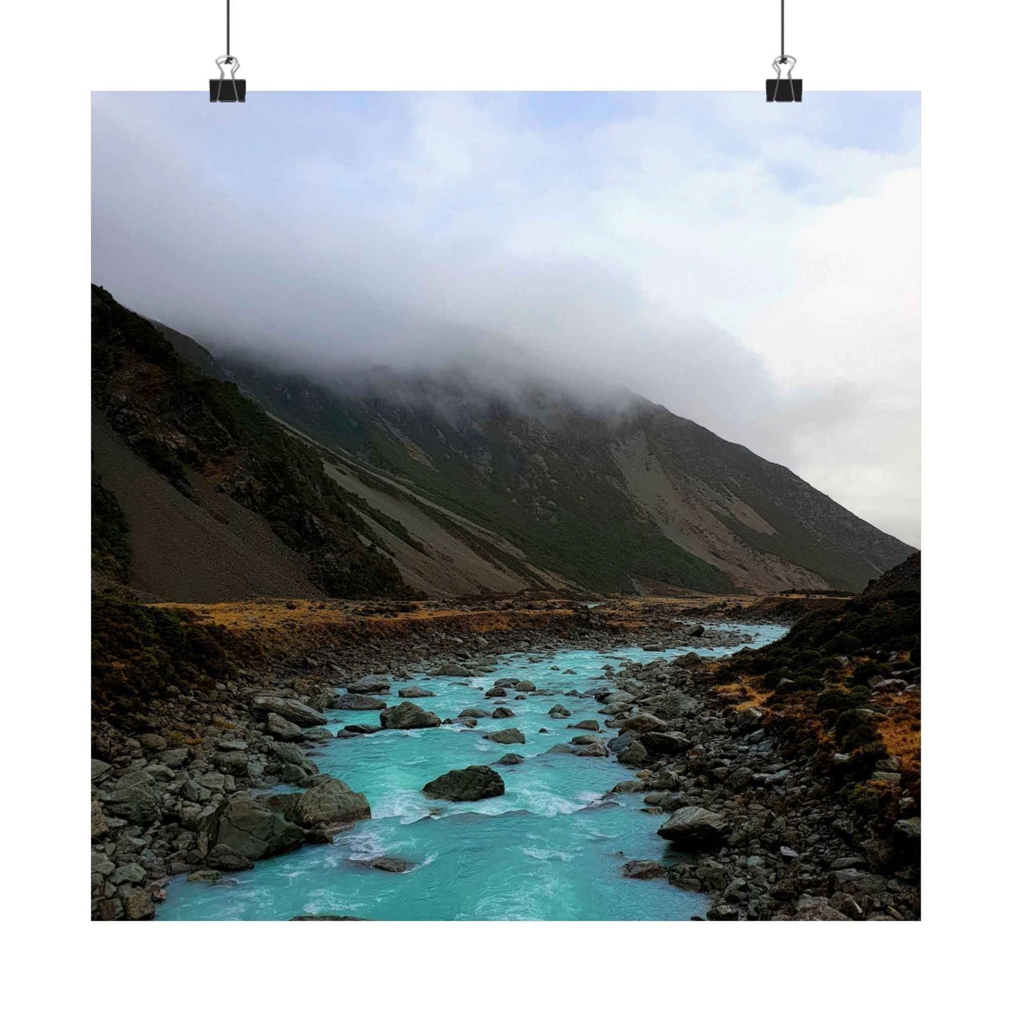 Vibrant Flow of the Hooker River 16″ x 16″ Matte