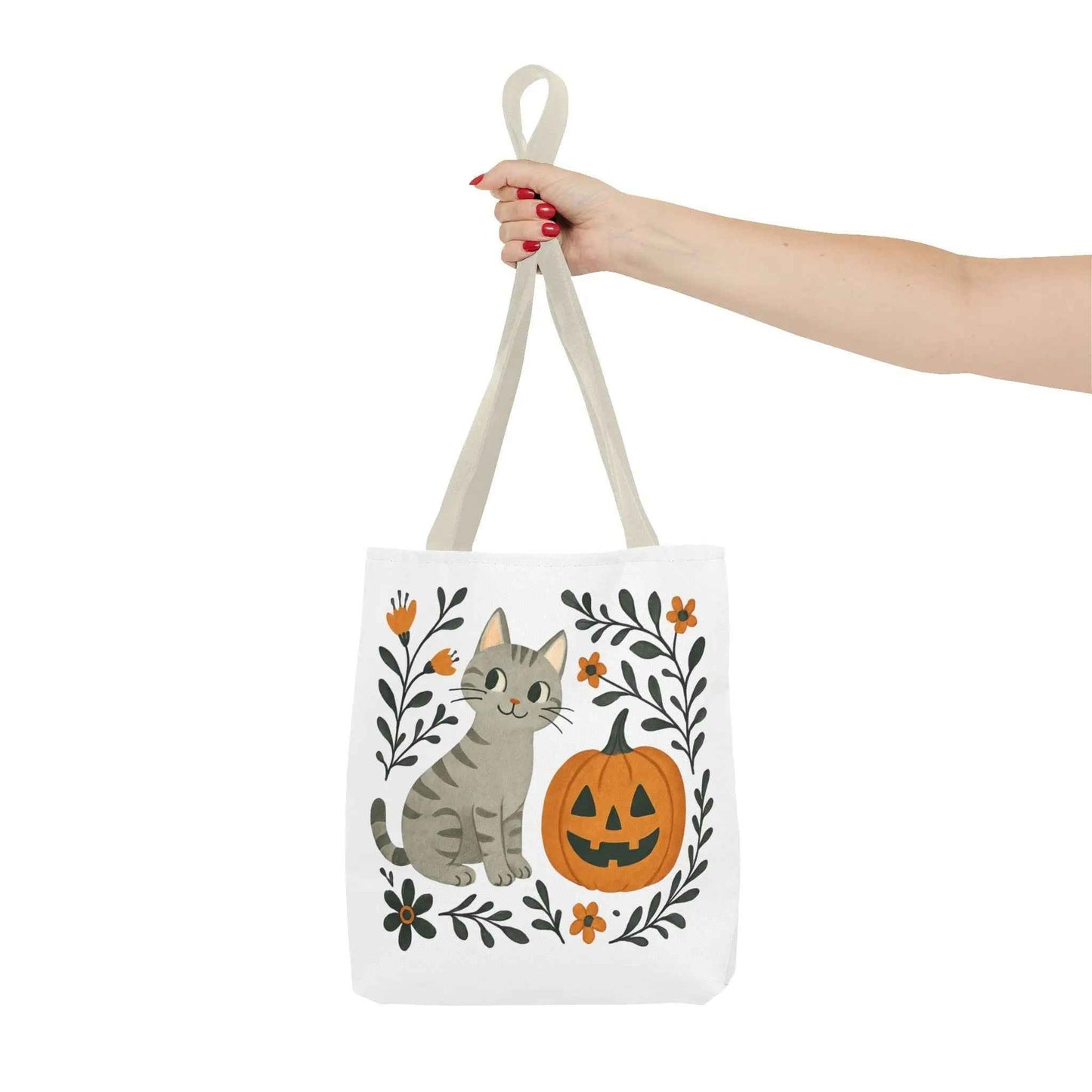 Adorable Cat Pumpkin Tote Bag