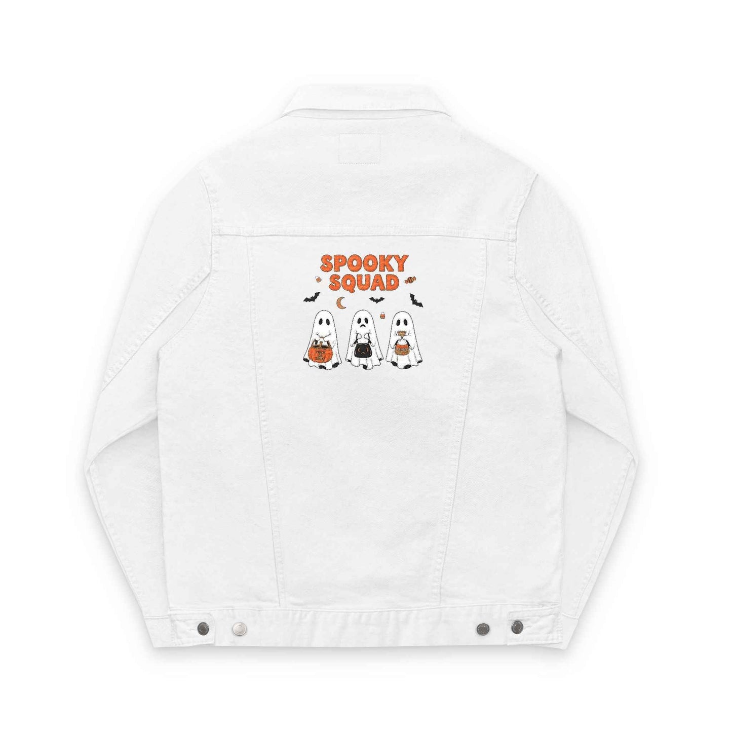 Denim Jacket for Halloween with Spooky Squad Ghost Embroidery