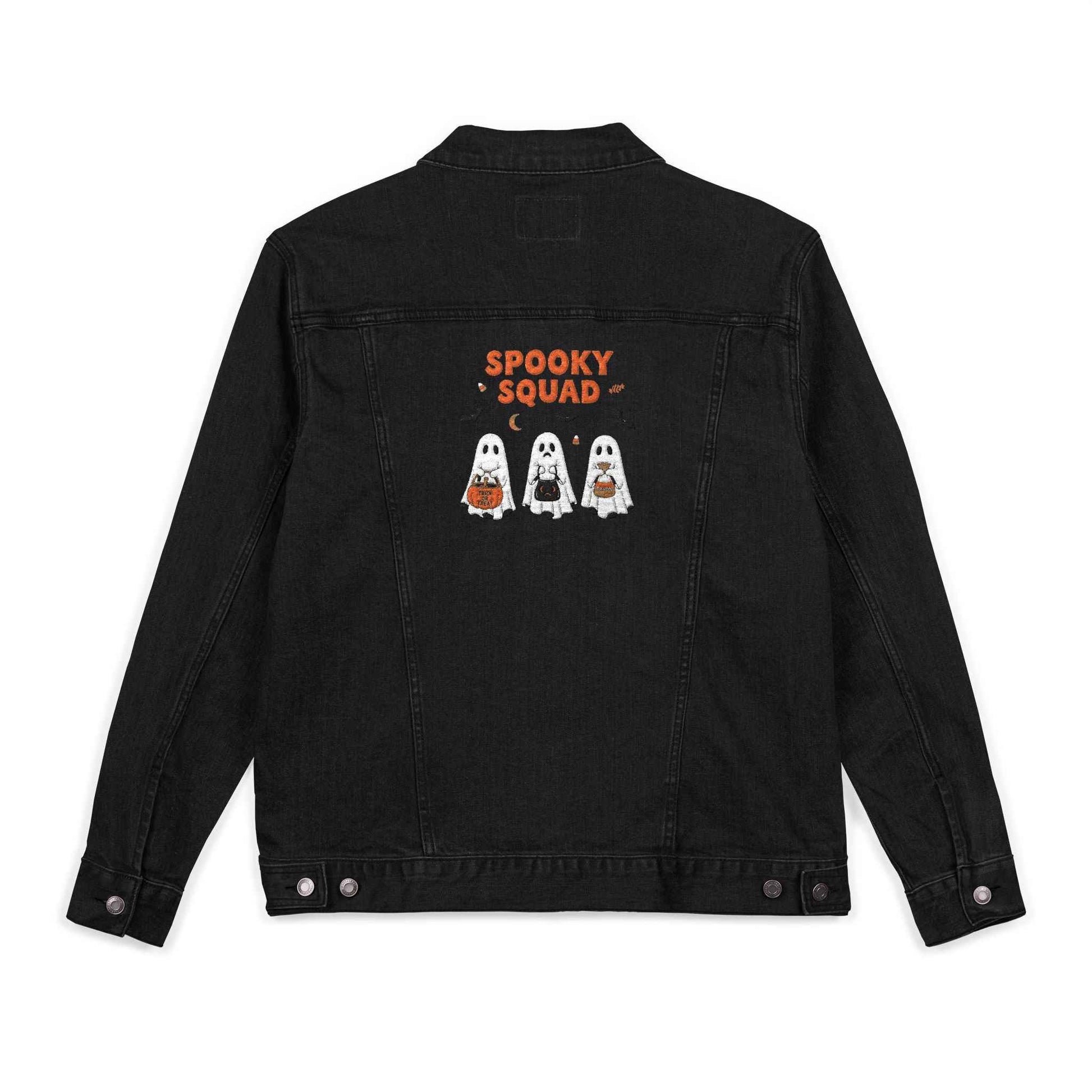Denim Jacket for Halloween with Spooky Squad Ghost Embroidery