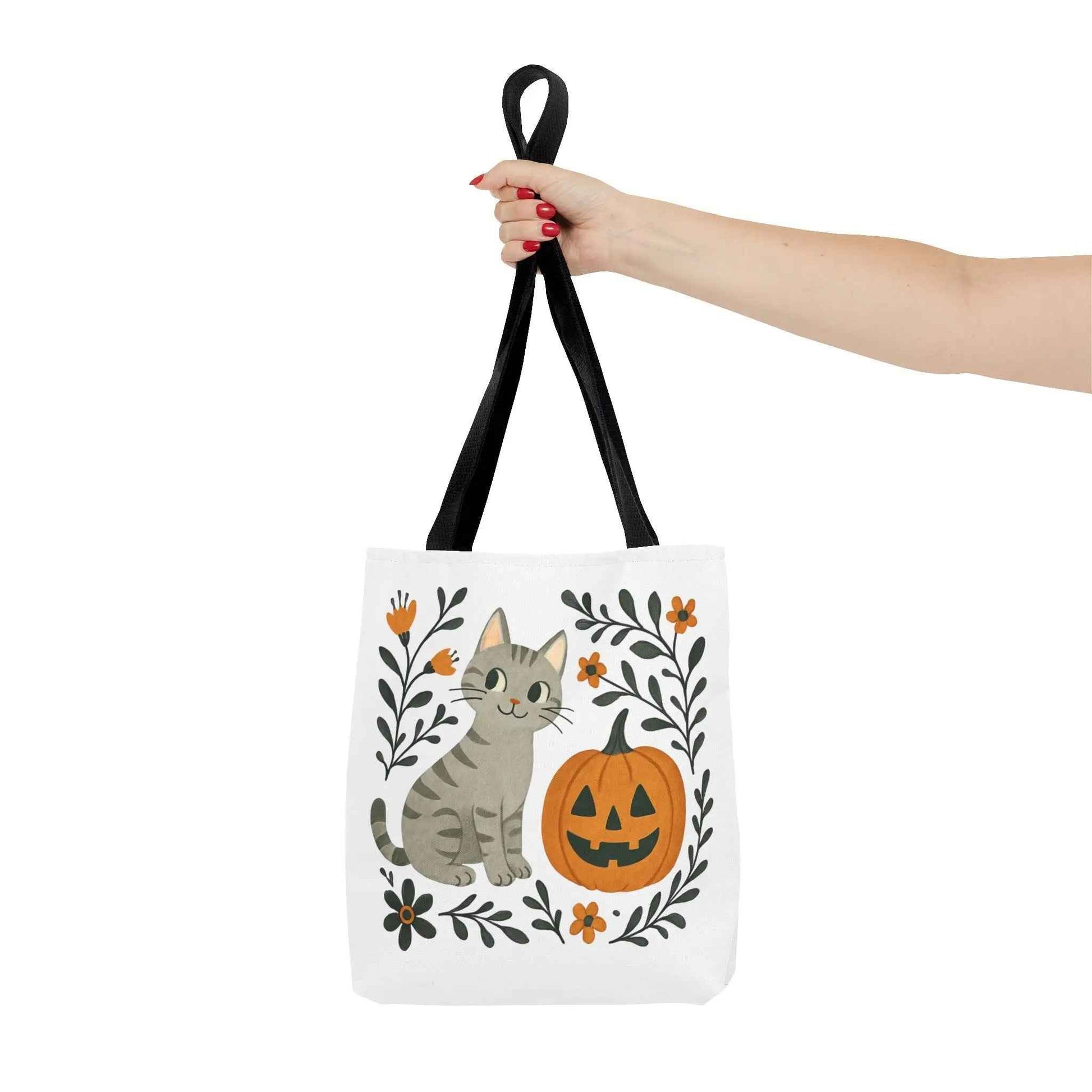 Adorable Cat Pumpkin Tote Bag