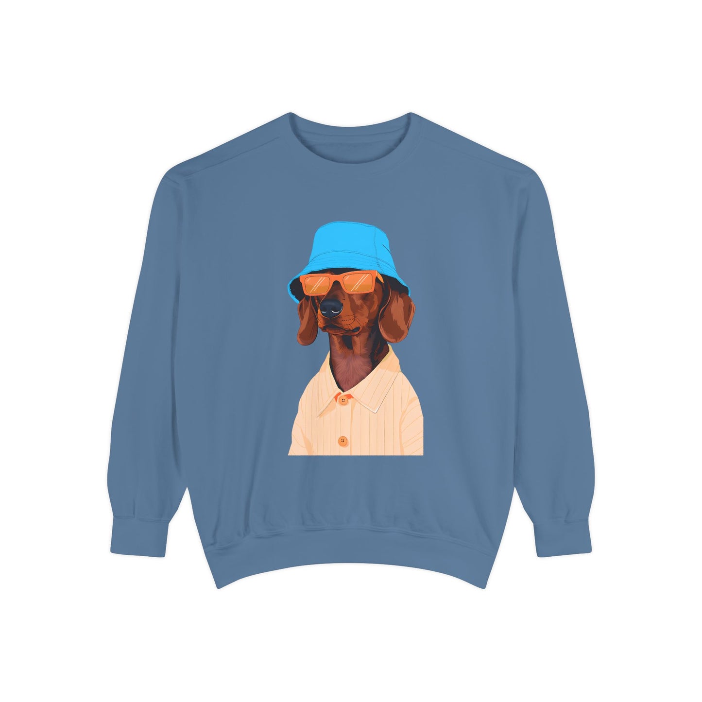 Cool Dog in Floppy Hat Sweatshirt Blue Jean