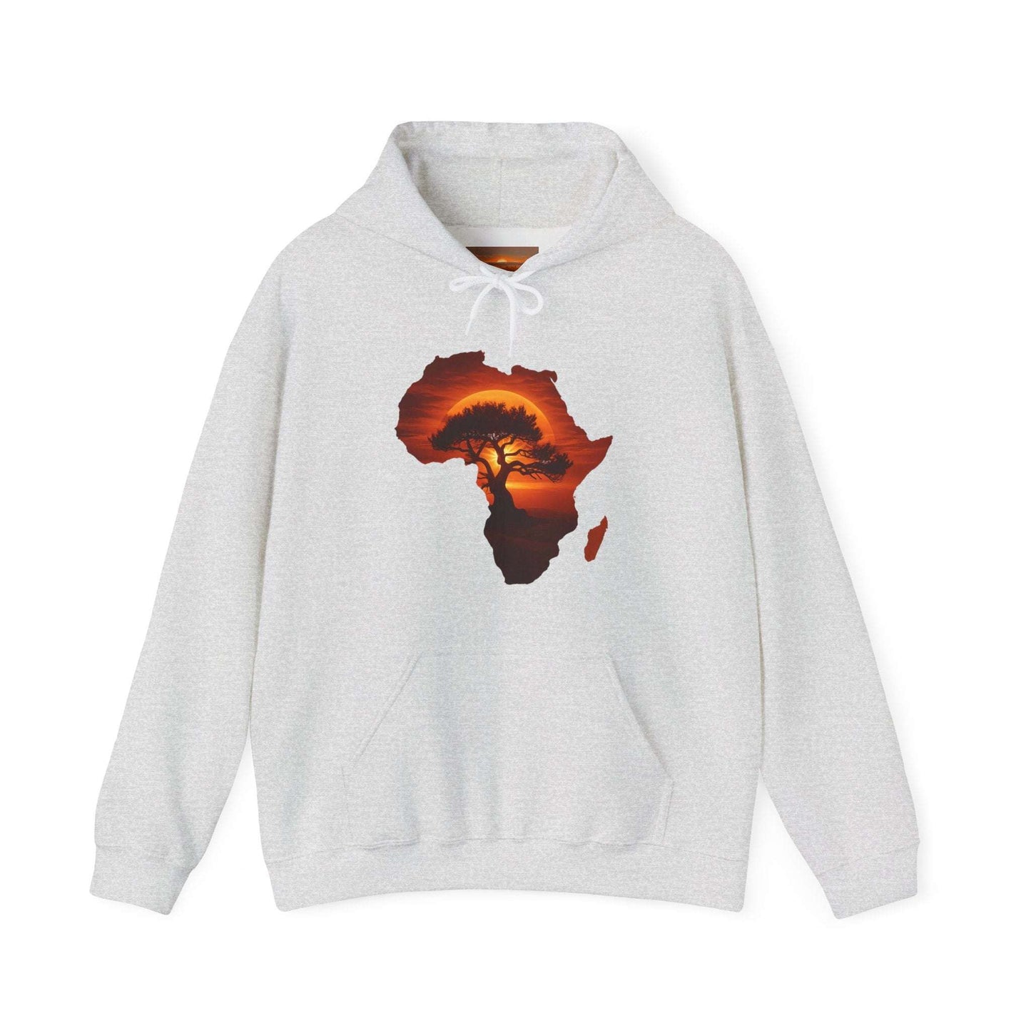Africa Map Sunset Hoodie Ash