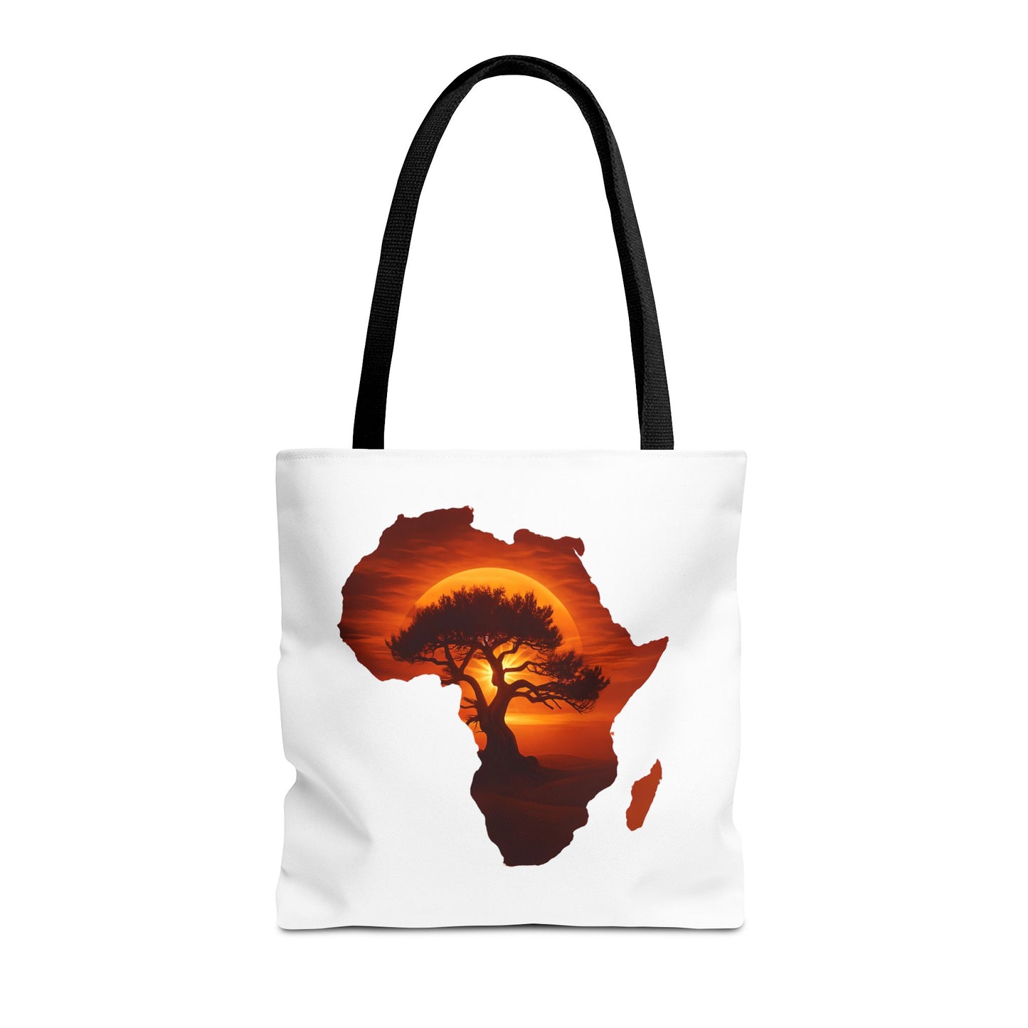 African Map Sunset Tote Bag 16" × 16'' Black