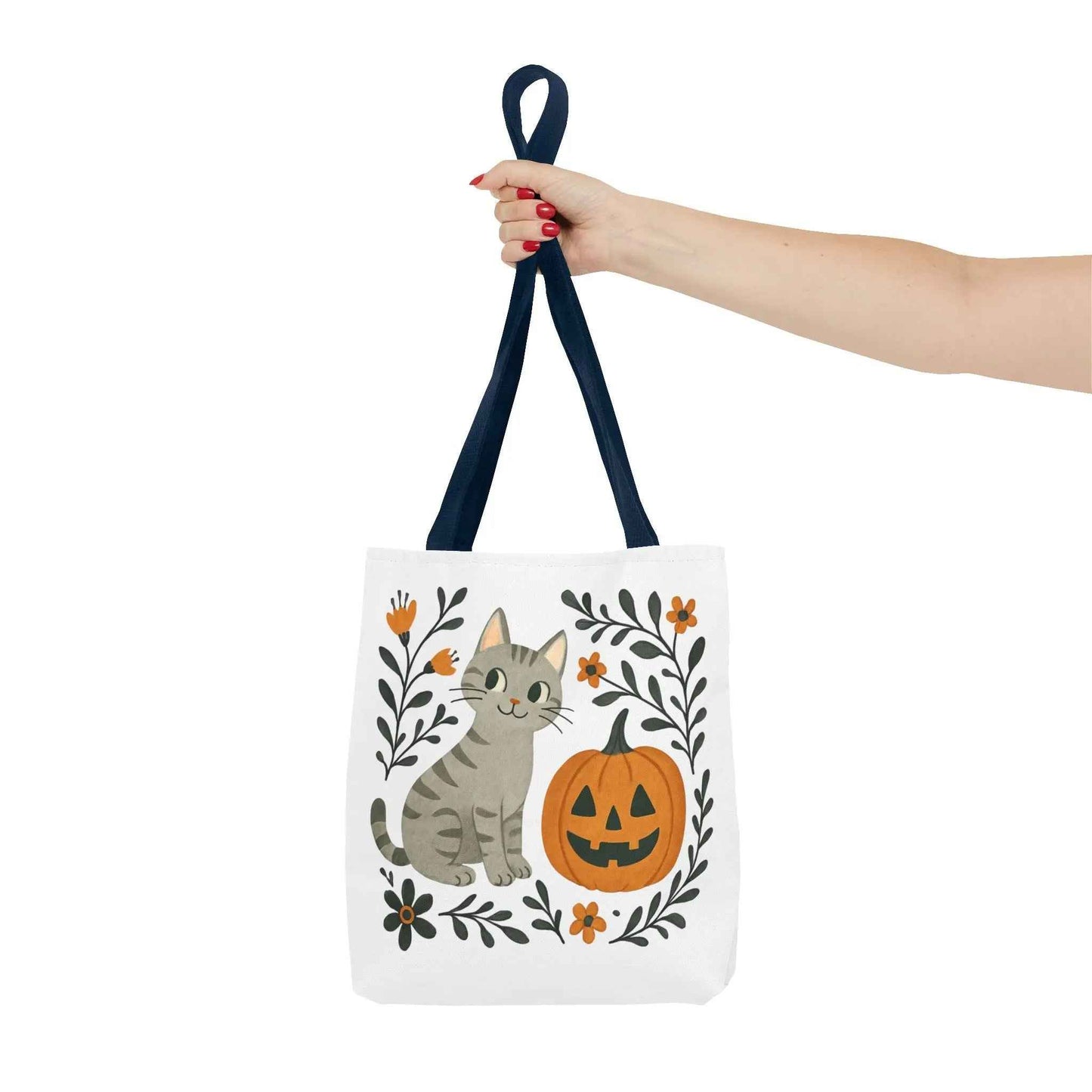 Adorable Cat Pumpkin Tote Bag