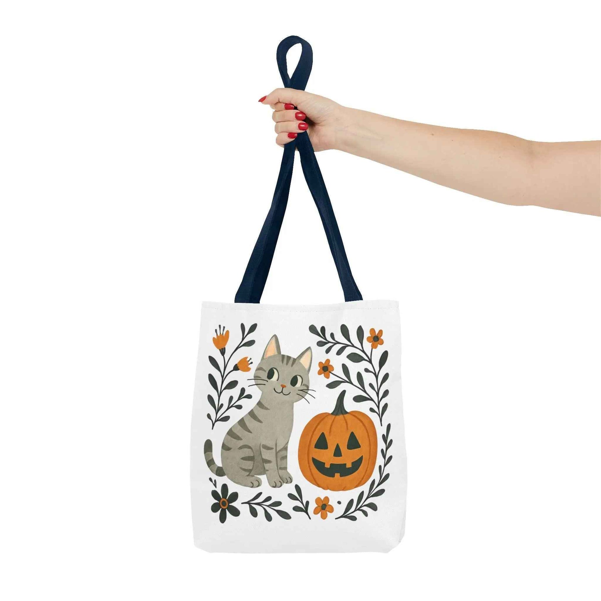 Adorable Cat Pumpkin Tote Bag