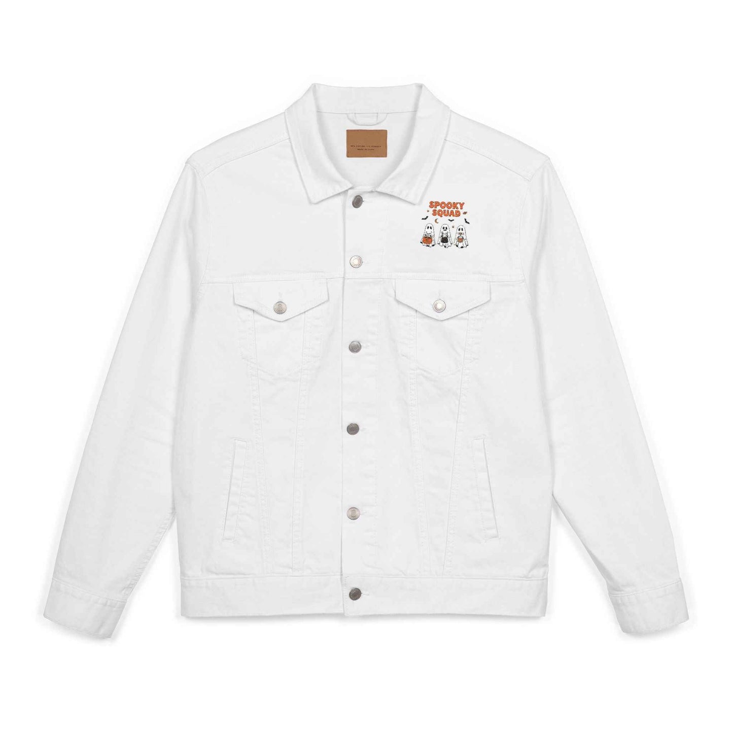 Denim Jacket for Halloween with Spooky Squad Ghost Embroidery