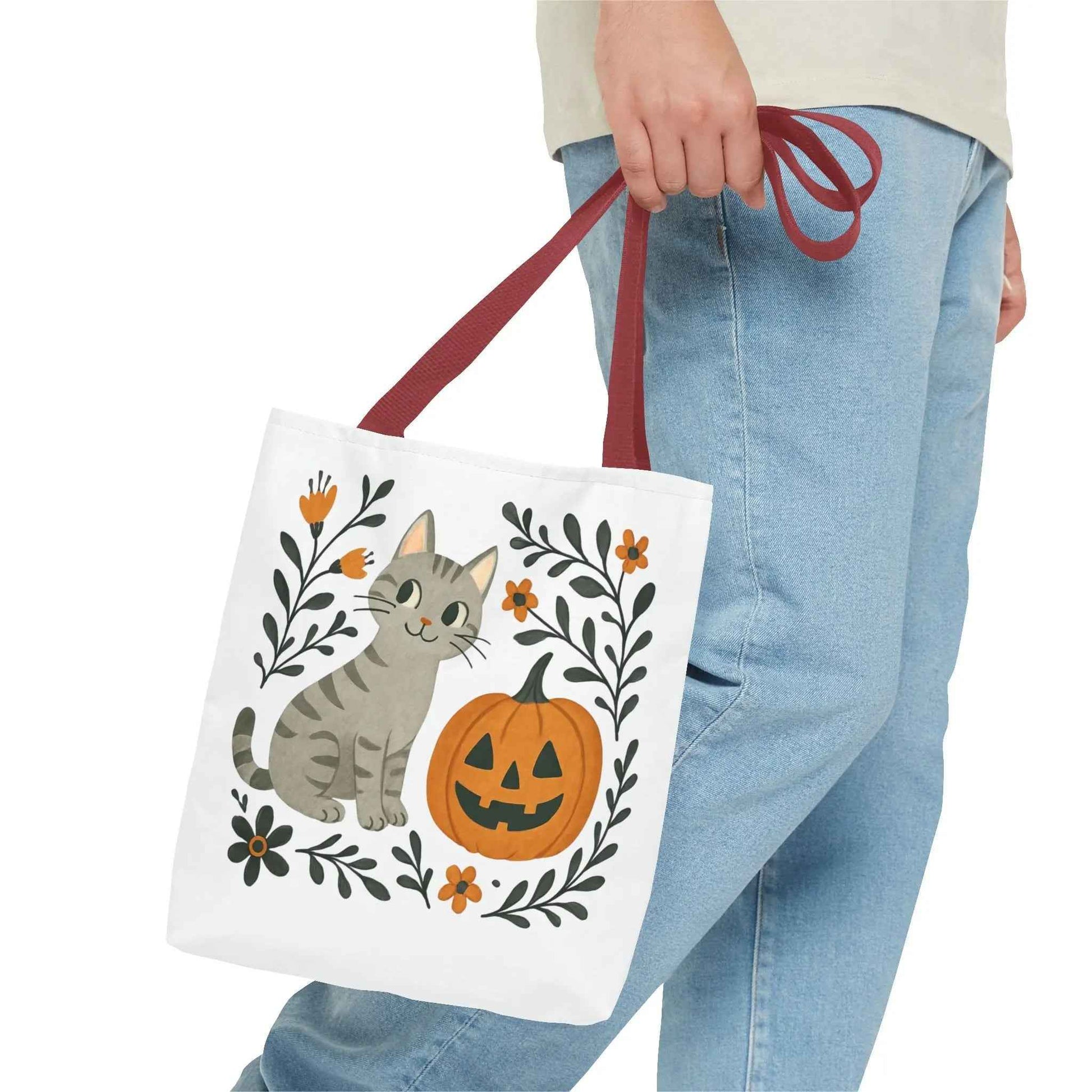Adorable Cat Pumpkin Tote Bag