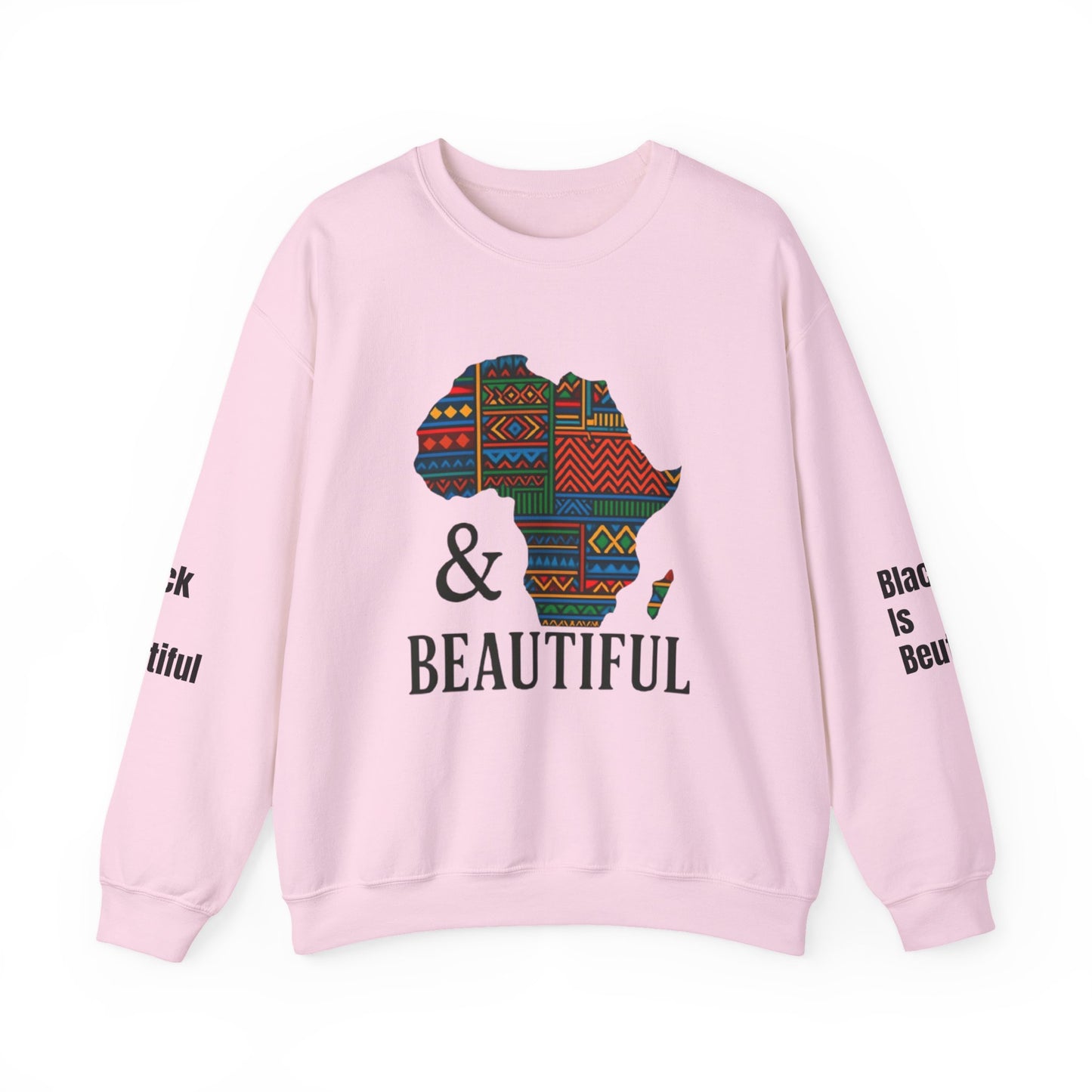 Black and Beautiful Crewneck Sweatshirt Light Pink