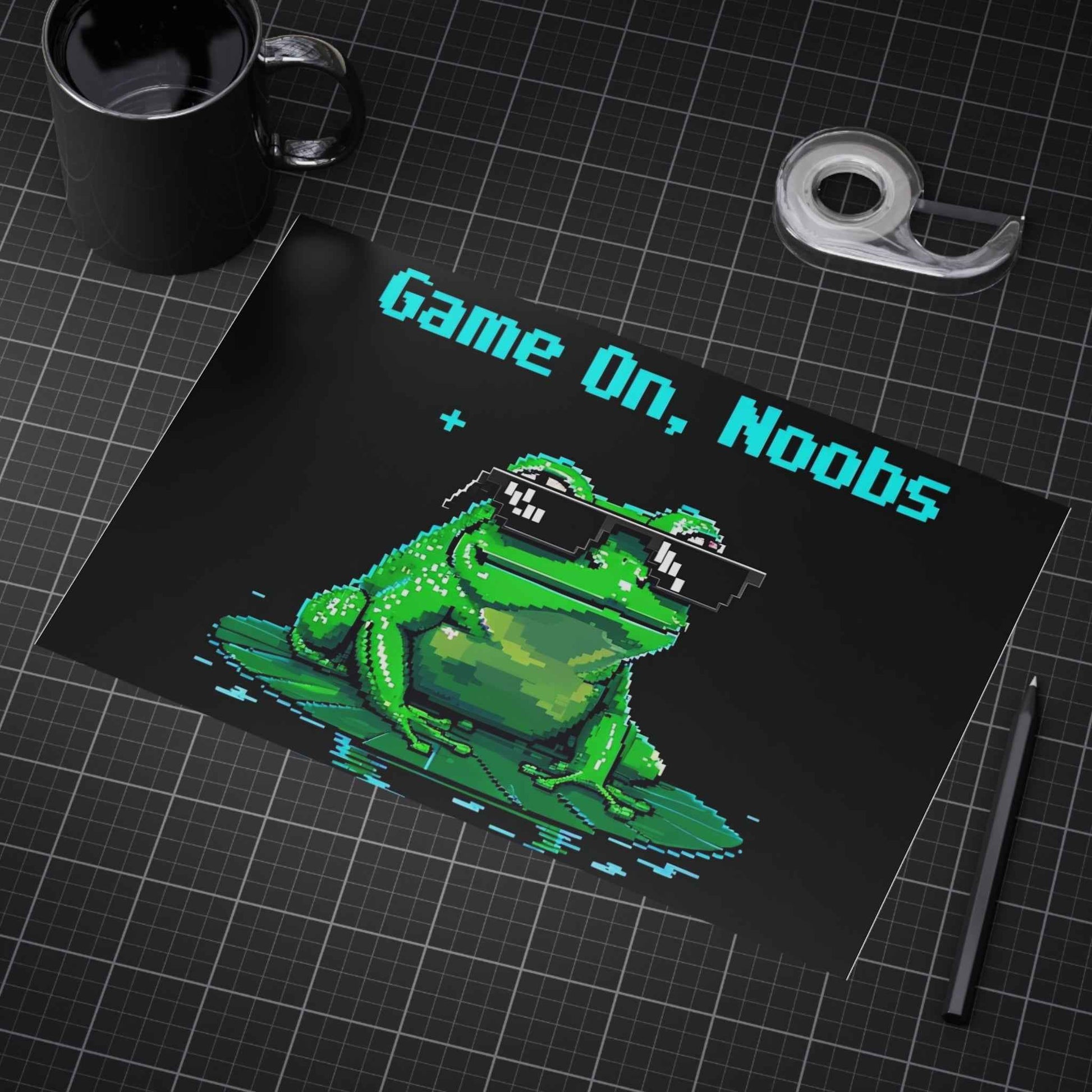 Gaming Frog Art Print | Unframed Wall Decor for Gamer Rooms