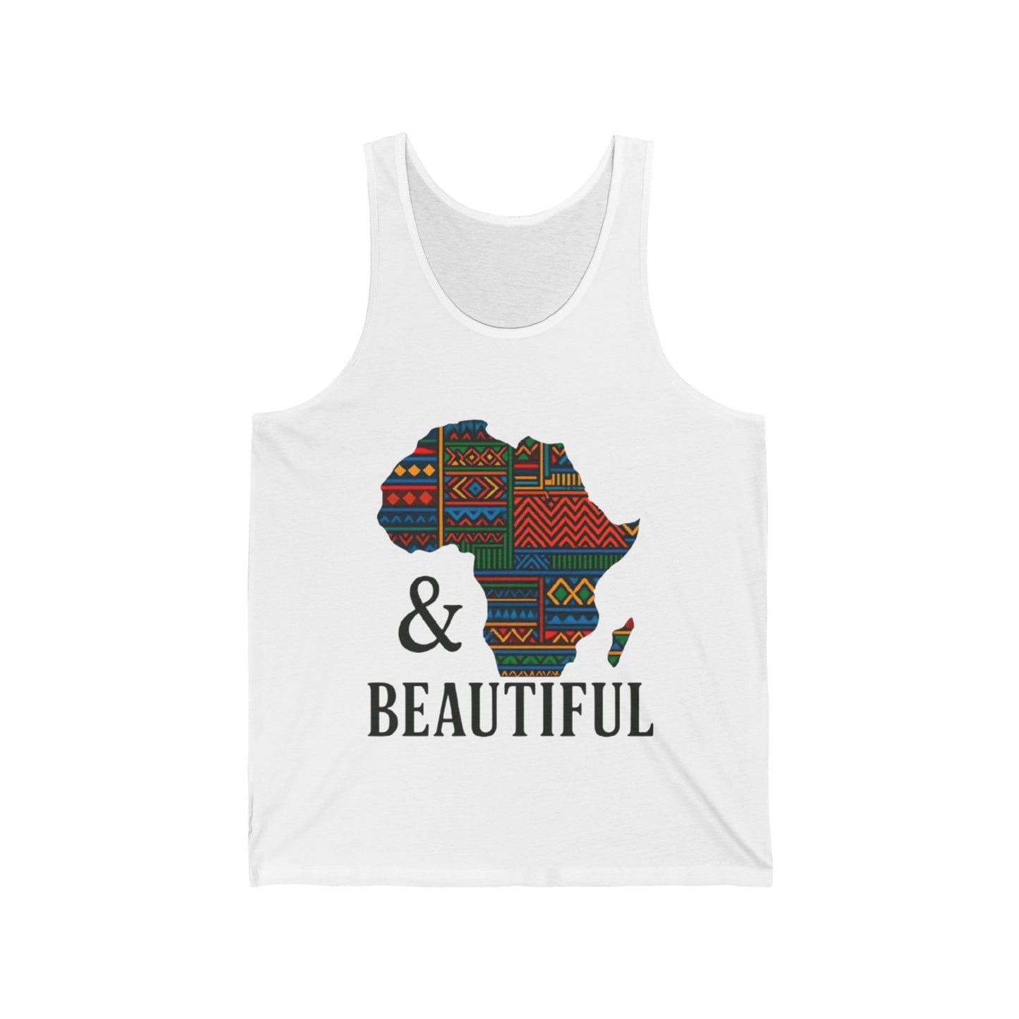 African Pride Unisex Jersey Tank with Map of Africa Print White