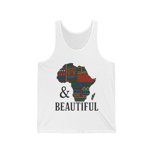 African Pride Unisex Jersey Tank with Map of Africa Print White