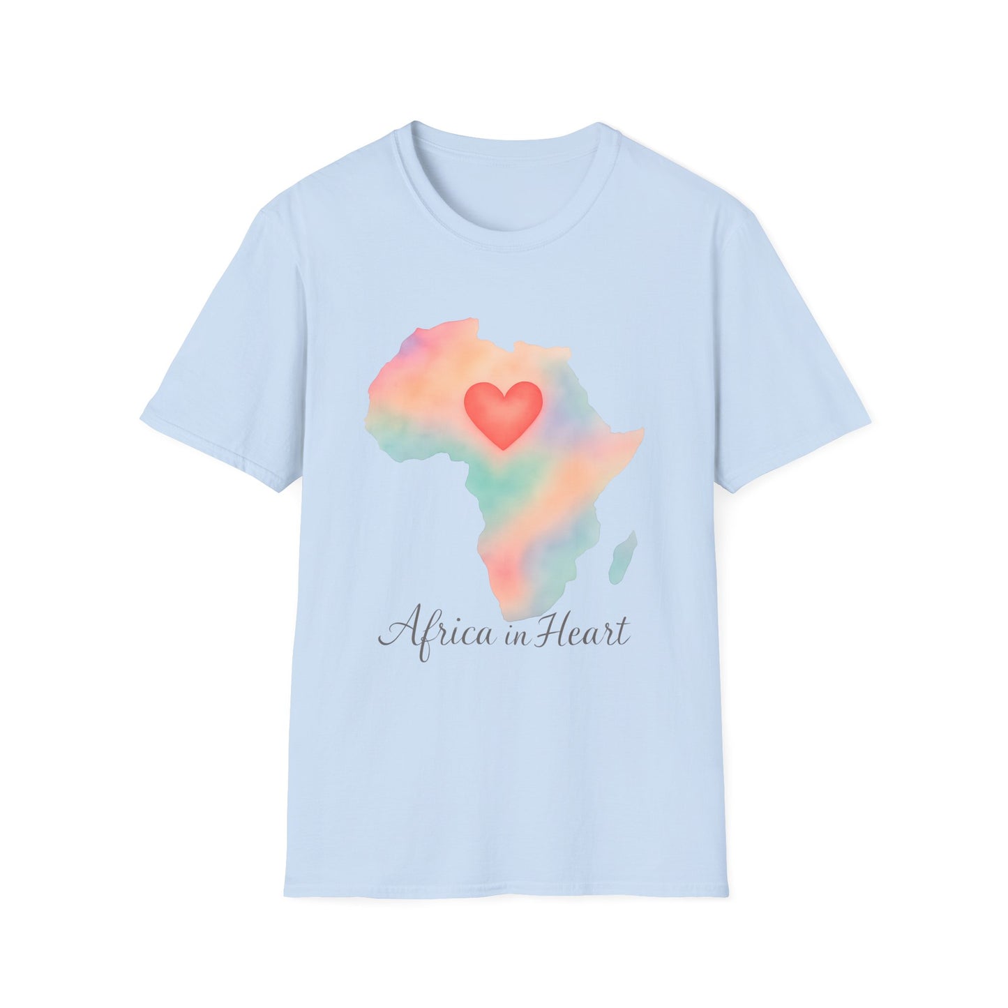 Africa Map Watercolor T-Shirt Light Blue