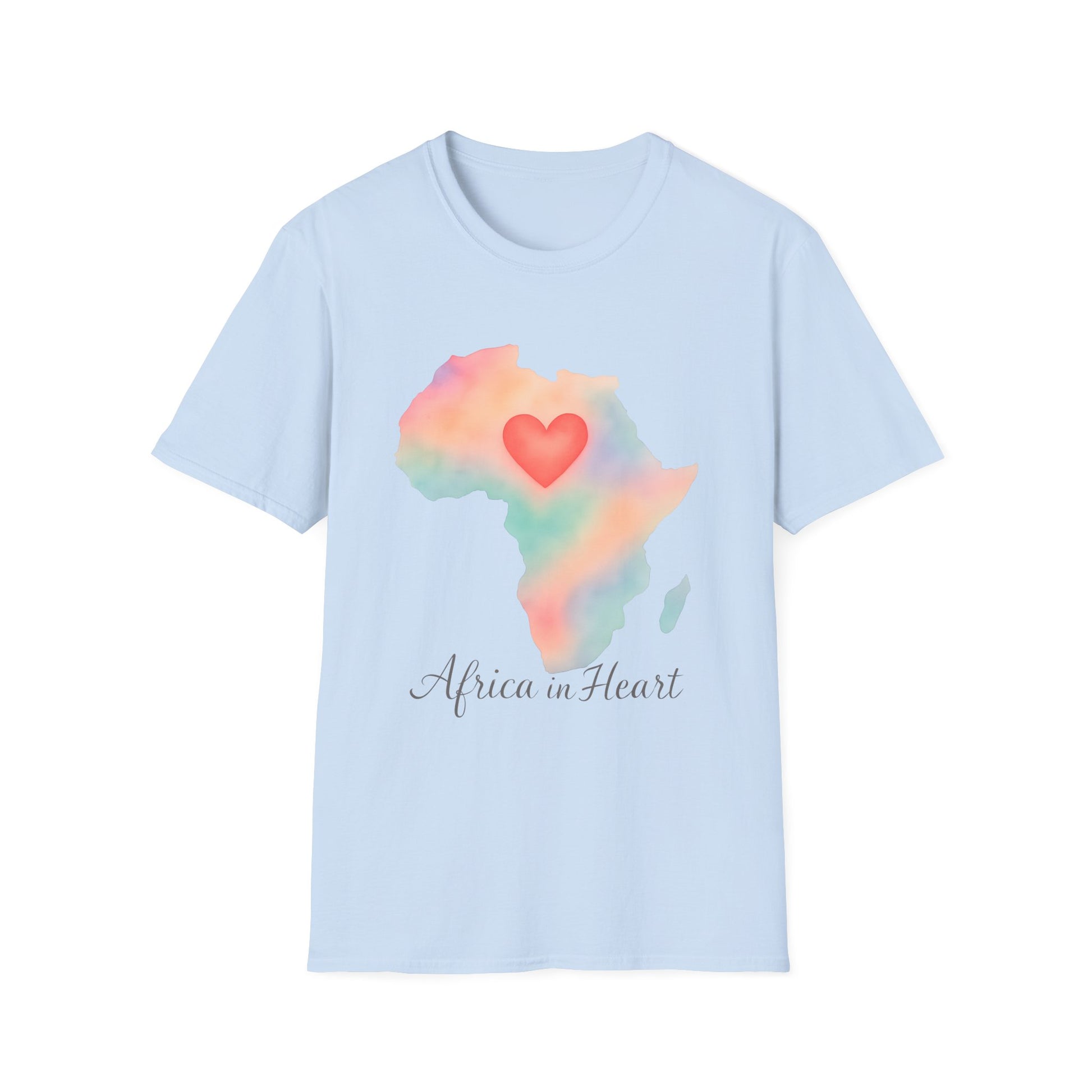 Africa Map Watercolor T-Shirt Light Blue
