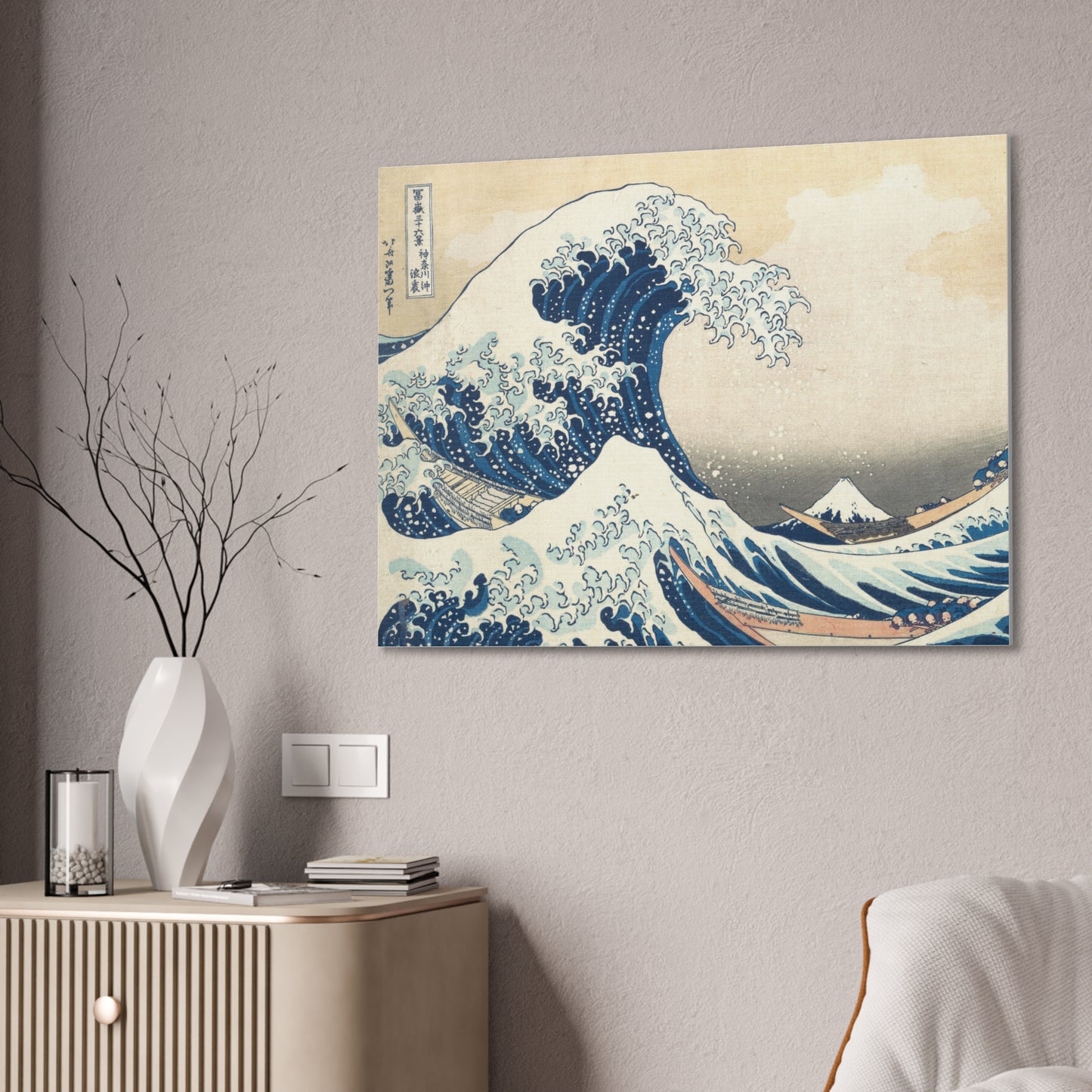 Canvas Stretched Japanese Crashing Waves Painting