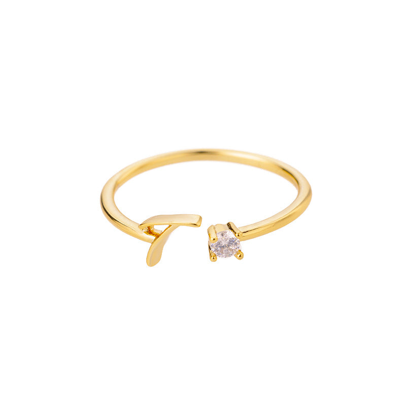 26 Letter Creative Finger Ring T Gold