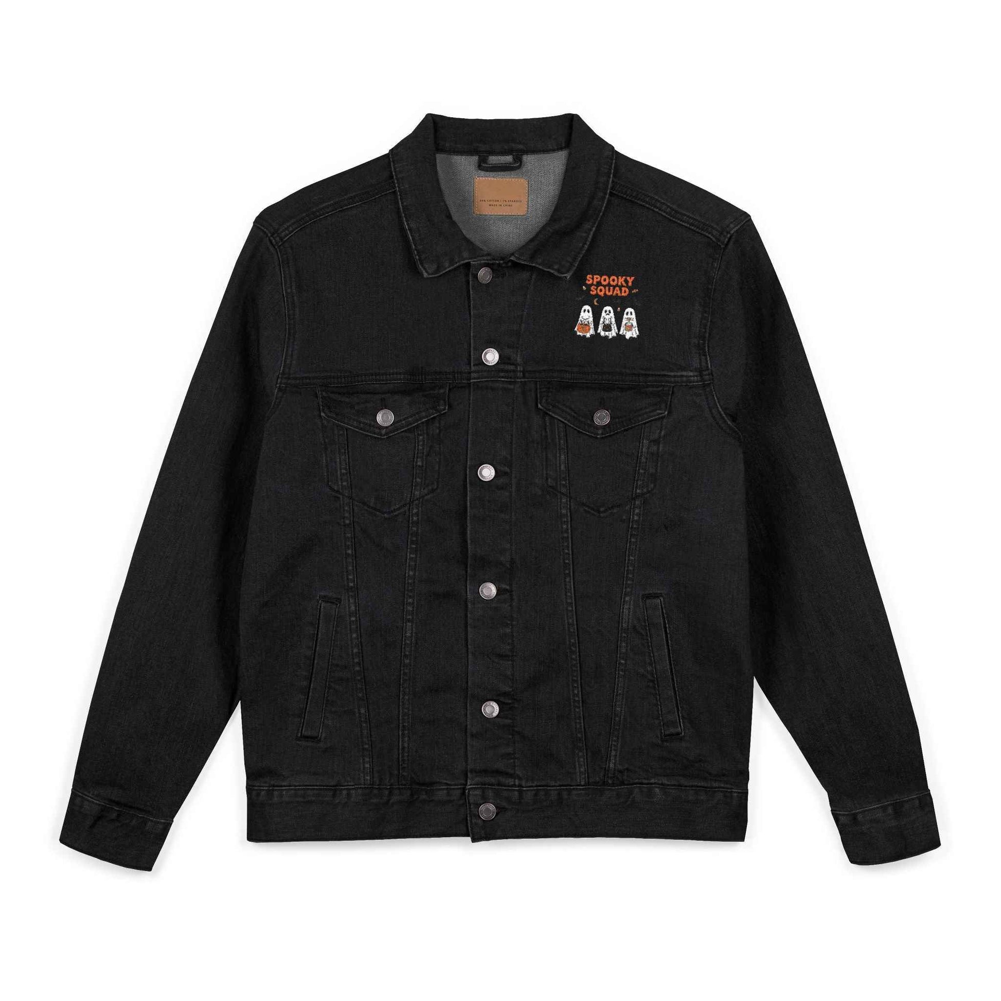 Denim Jacket for Halloween with Spooky Squad Ghost Embroidery