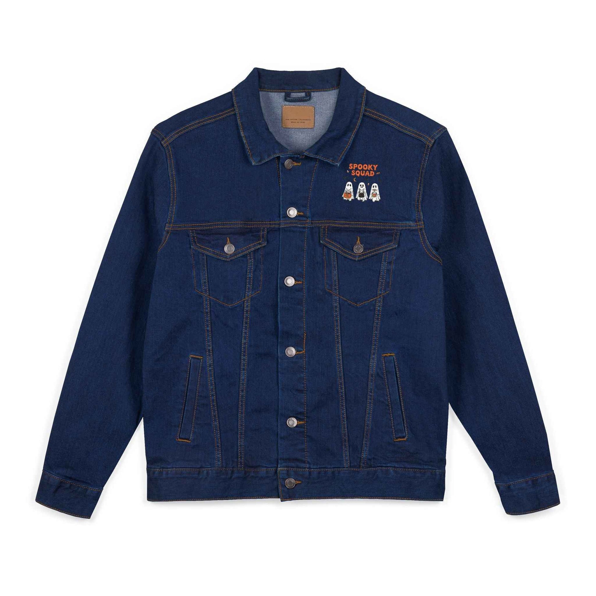 Denim Jacket for Halloween with Spooky Squad Ghost Embroidery
