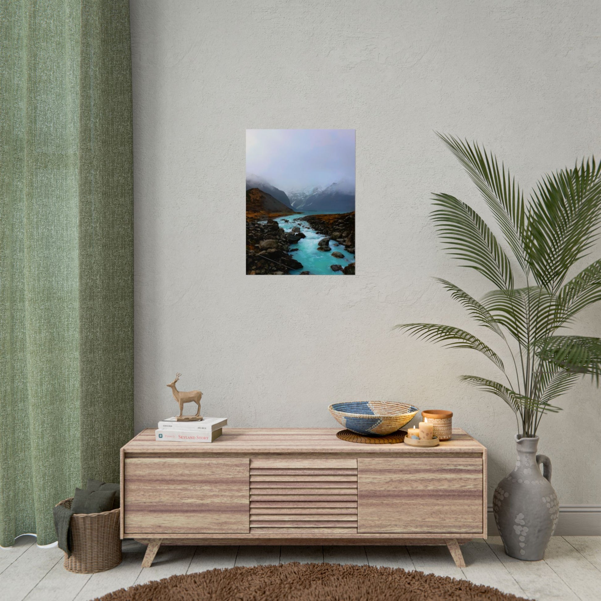 Mount Cook Glacial River Wall Art, NZ Hooker Valley Scenic Print