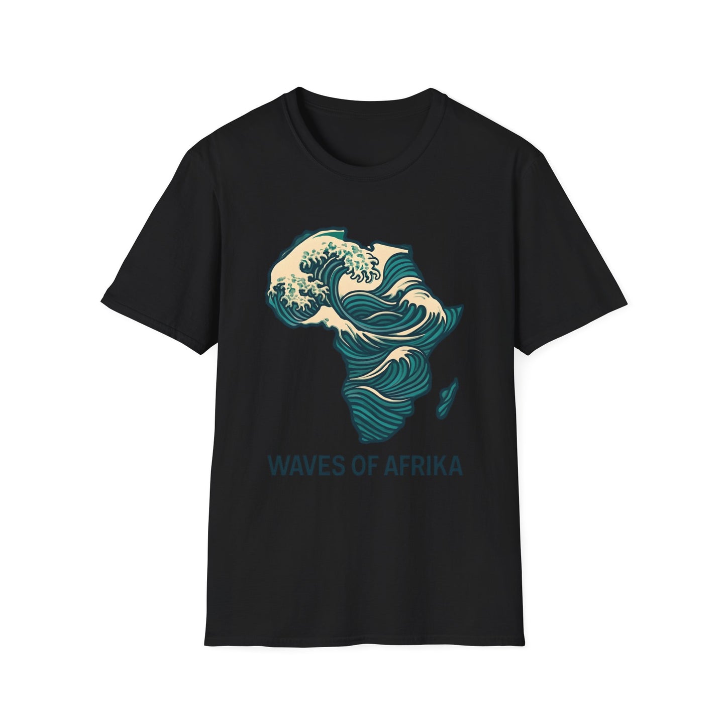 Waves of Afrika T-Shirt, Unique African Map Art Tee Black