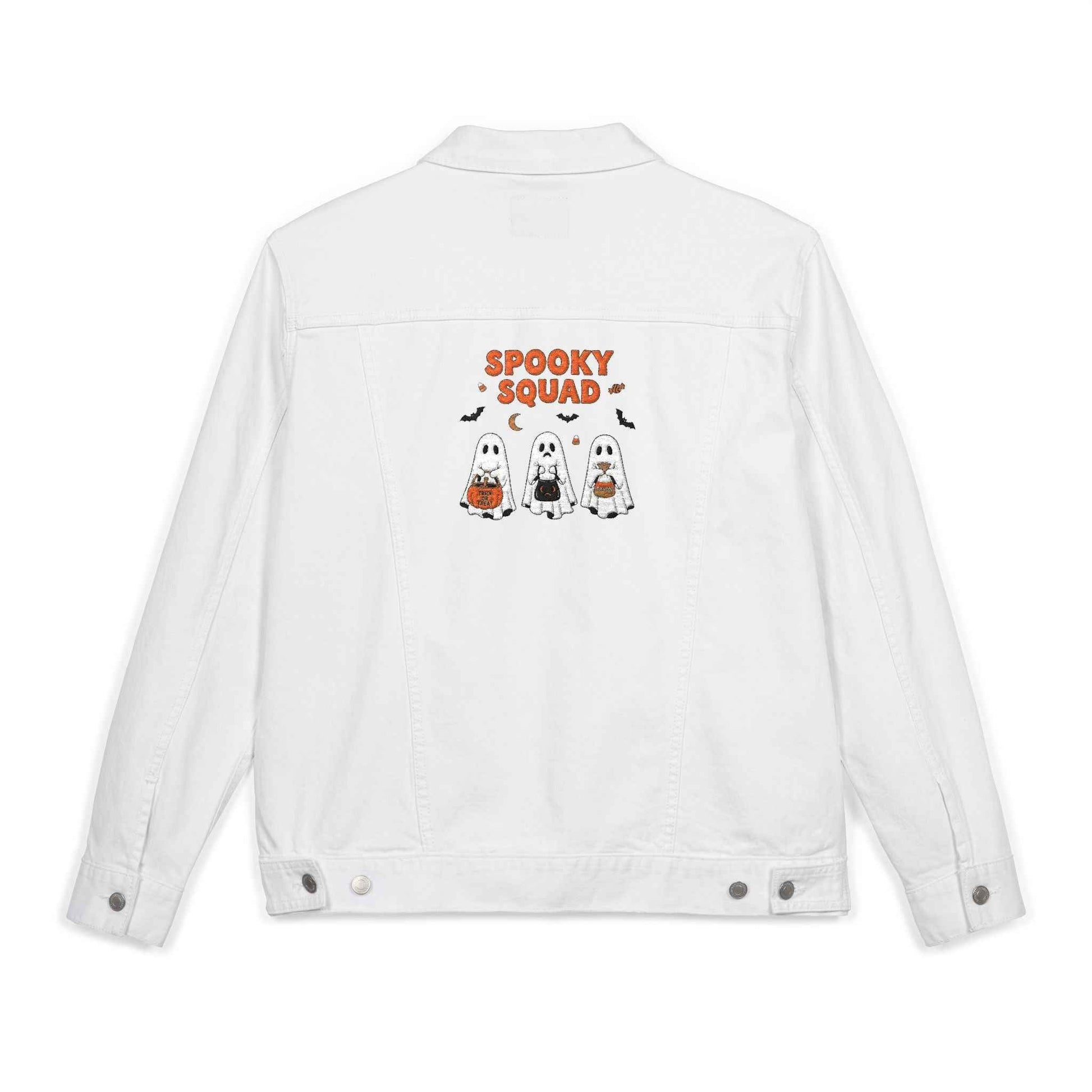 Denim Jacket for Halloween with Spooky Squad Ghost Embroidery