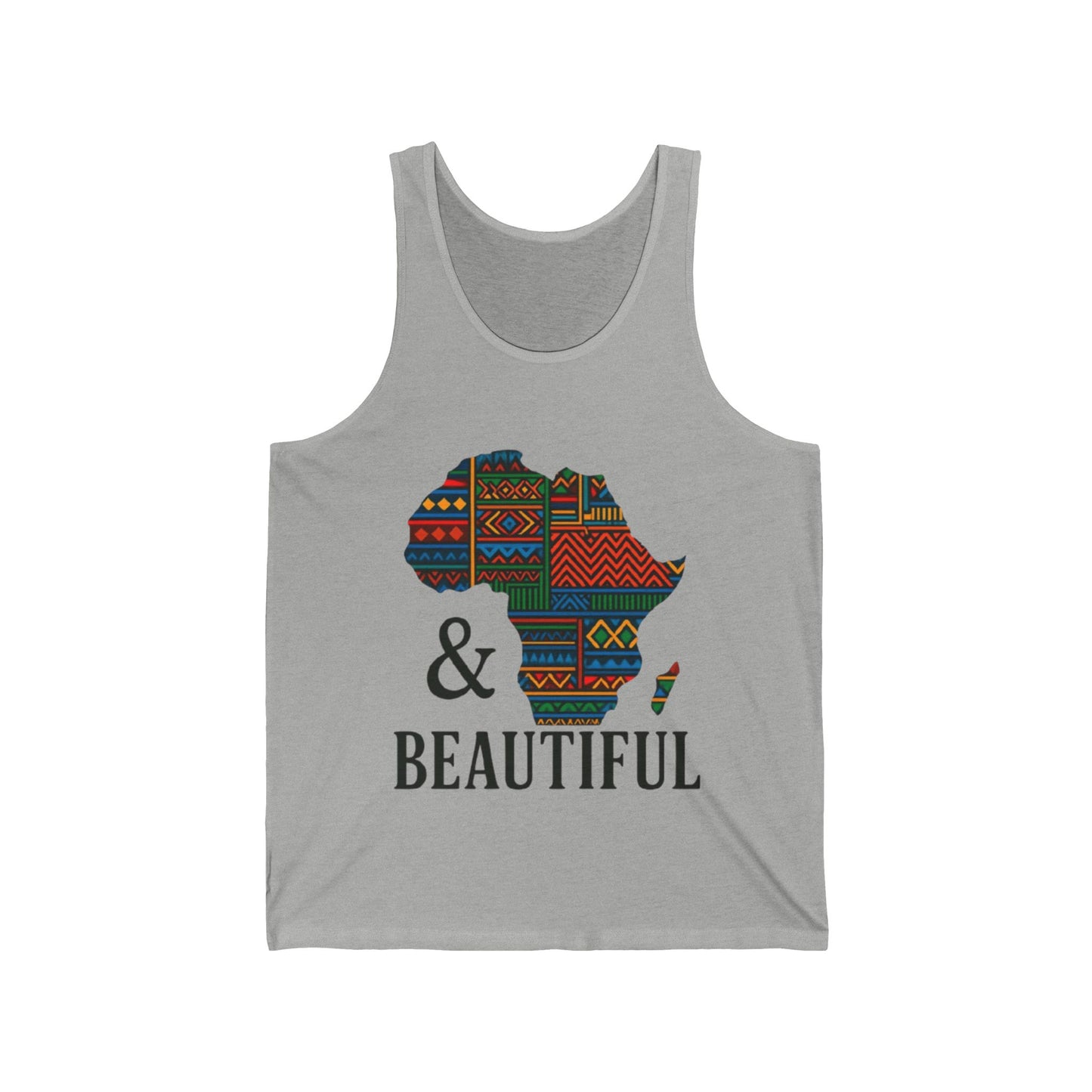 African Pride Unisex Jersey Tank with Map of Africa Print Athletic Heather