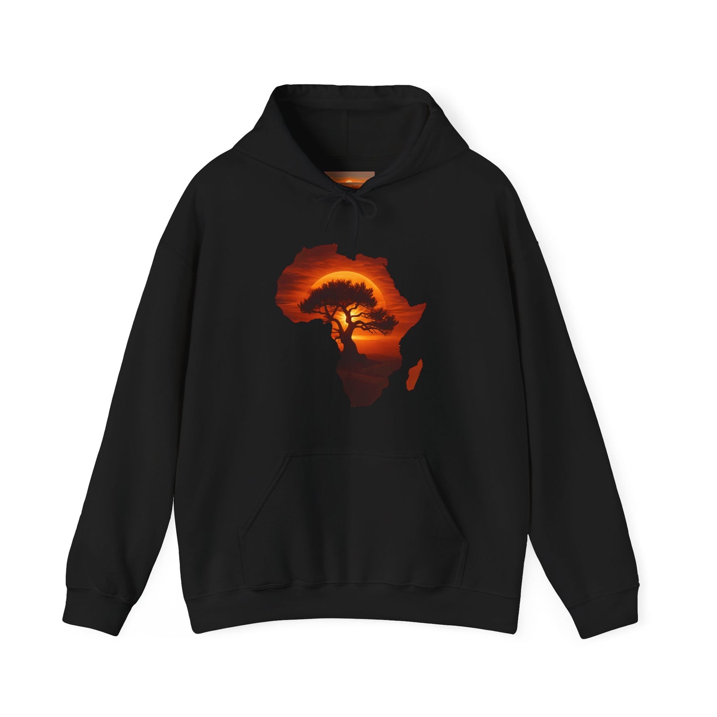Africa Map Sunset Hoodie Black