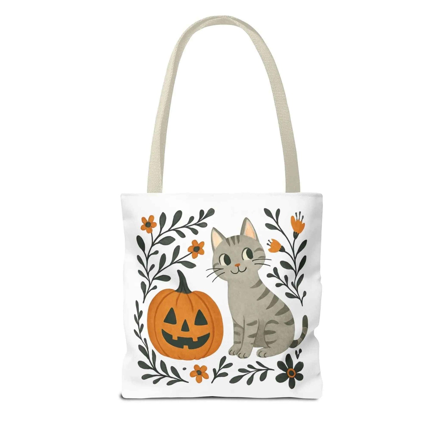 Adorable Cat Pumpkin Tote Bag